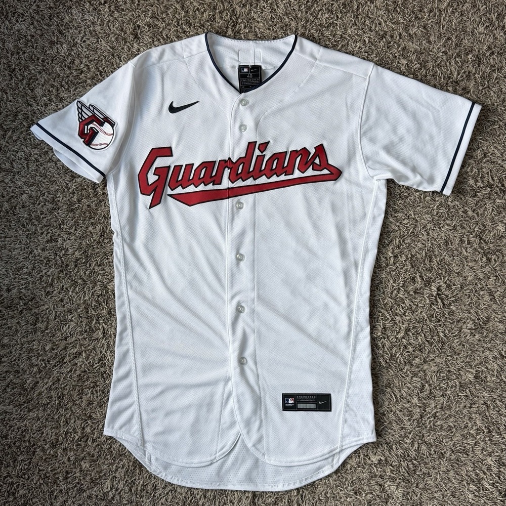 Nike Cleveland Guardians Authentic Home White Jersey Size 40 MLB Baseball NWOT